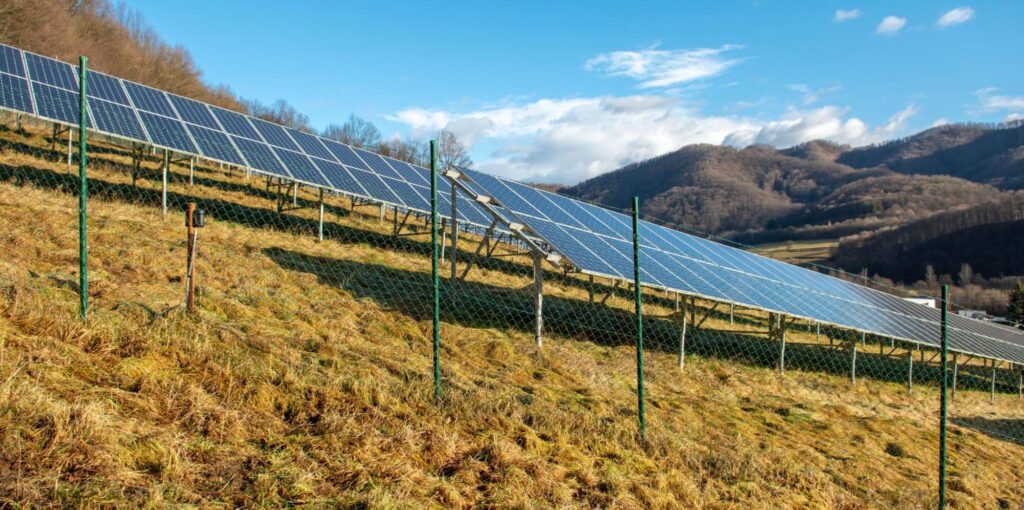 Solar panels installed on leased land generating renewable energy